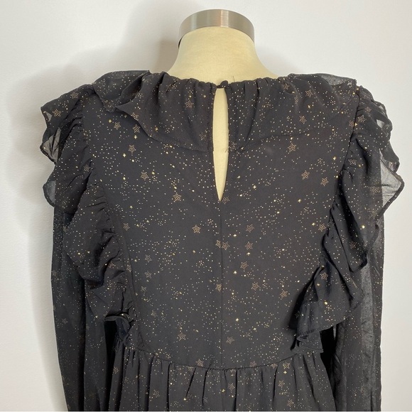 Anthropologie By The River Black Gold Star Print Midi Dress - Picture 9 of 14